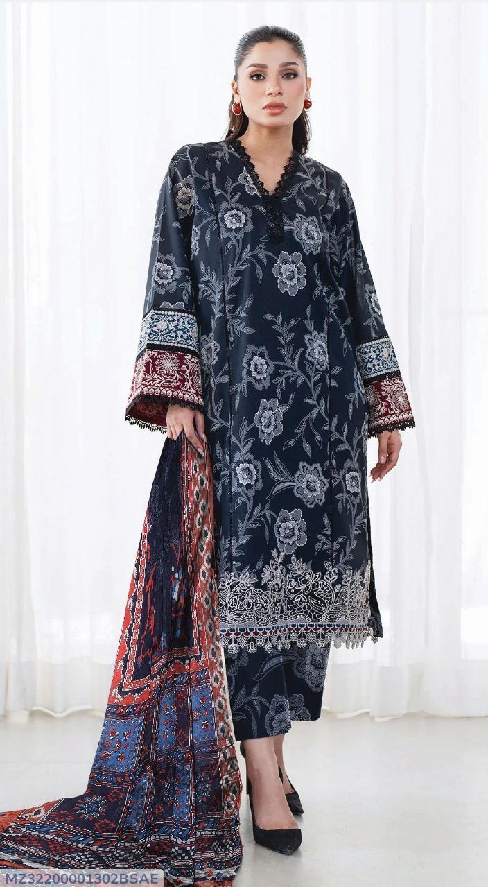 3 Pcs Women's Unstitched Printed Suit