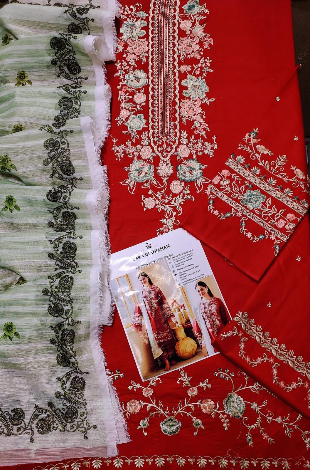 3 Pcs Women's Unstitched Embroidered Suit