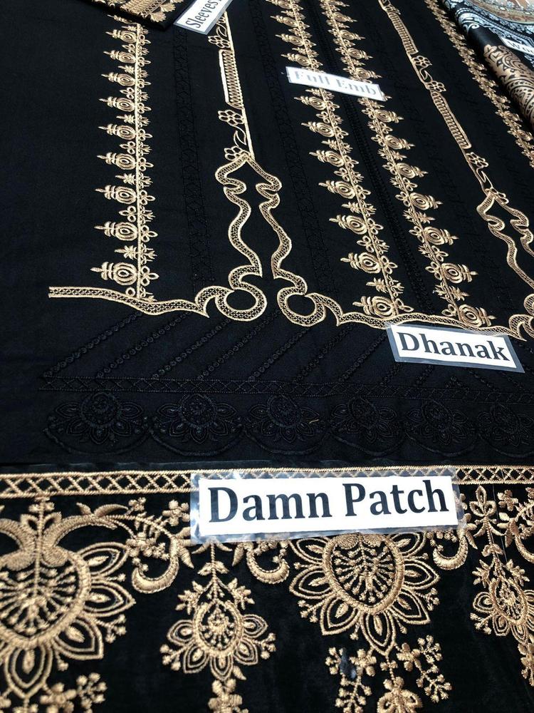 3 Pcs Women's Unstitched Dhanak Embroidered Suit