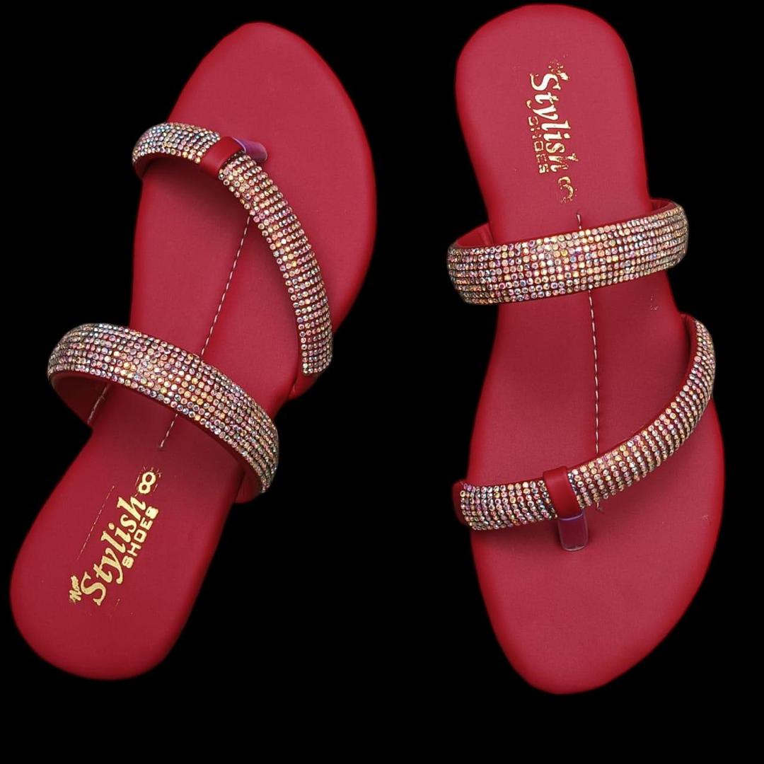 Trendy Women's Maroon PU Leather Flats Fancy Footwear