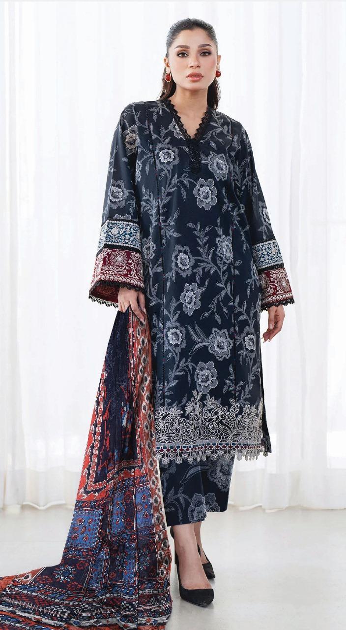 3 Pcs Women's Unstitched Printed Suit