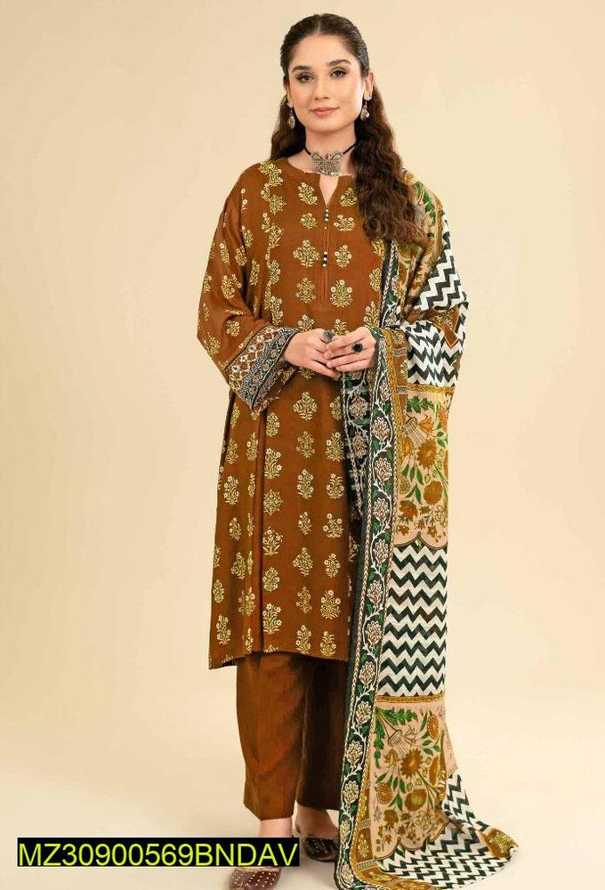 3 Pcs Women's Unstitched Viscose Printed Suit