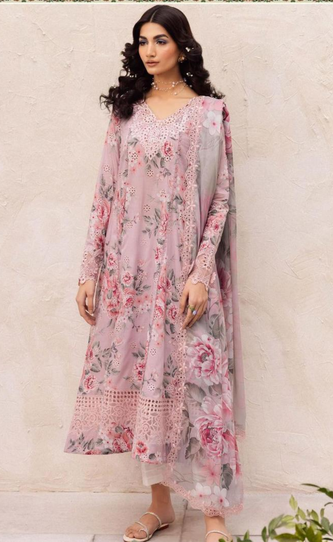 3 Pcs Women's Unstitched Chikankari Embroidered Suit