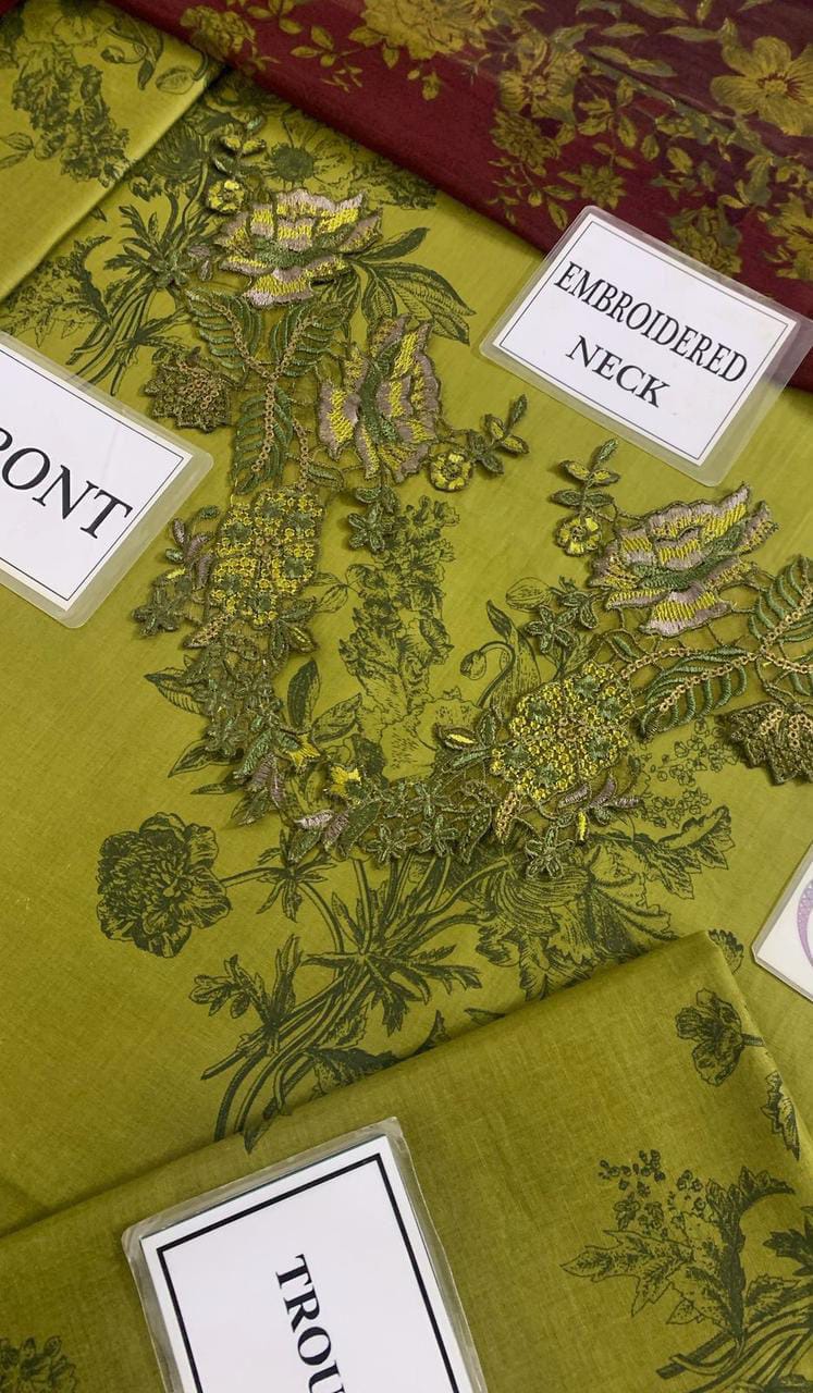 IZNIK lawn digital printed embroidered patch-work unstitced 3pc