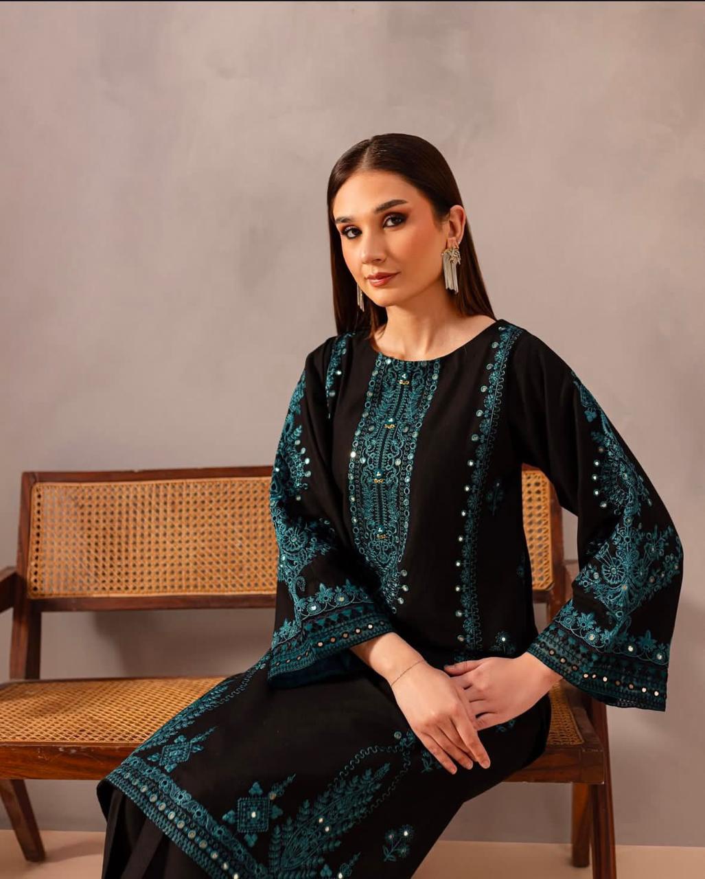 Green embroidery
