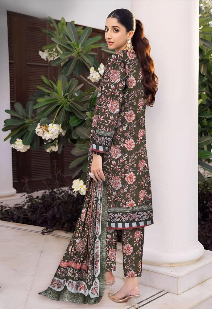 3 Pcs Women's Unstitched Khaddar Printed Suit