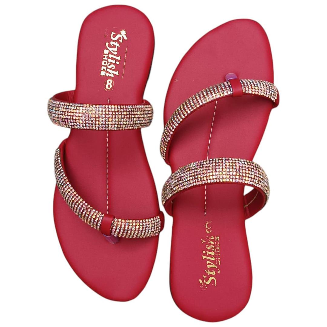 Trendy Women's Maroon PU Leather Flats Fancy Footwear