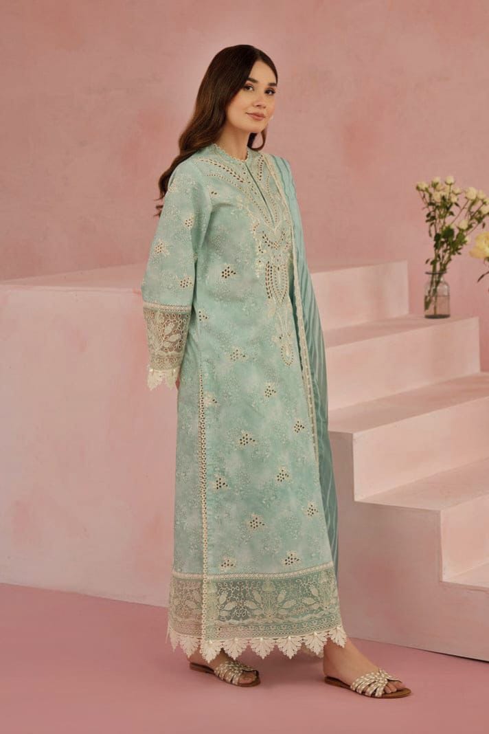 AFROZEH chikankari lawn embroidered patch work unstitced 3pc✓