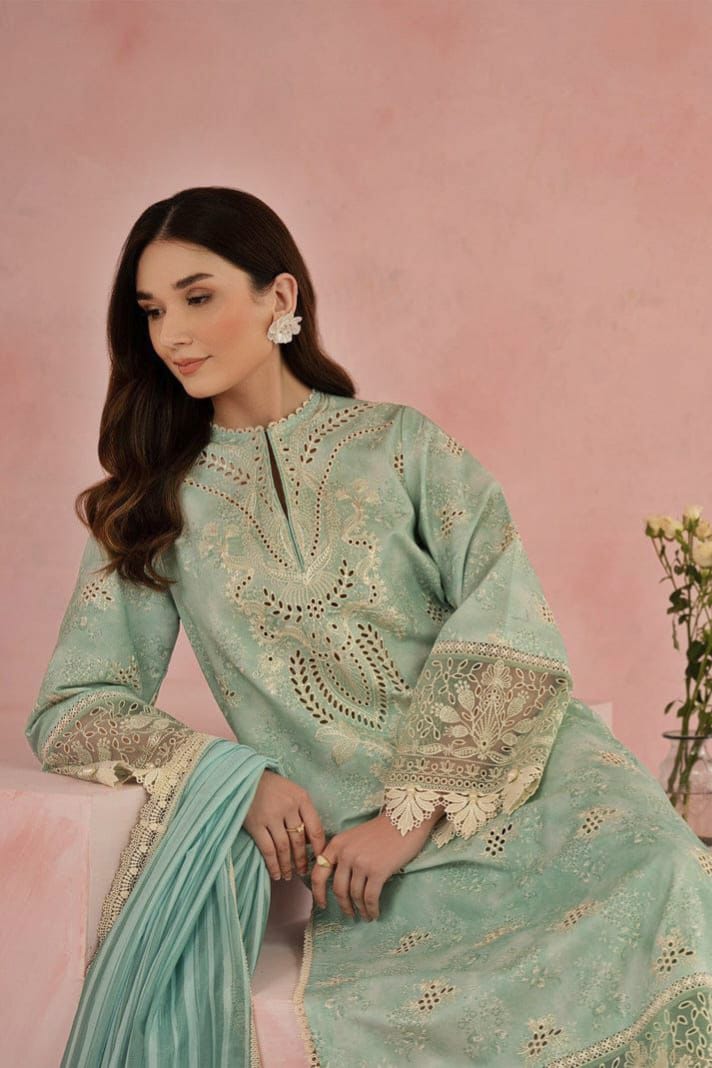 AFROZEH chikankari lawn embroidered patch work unstitced 3pc✓