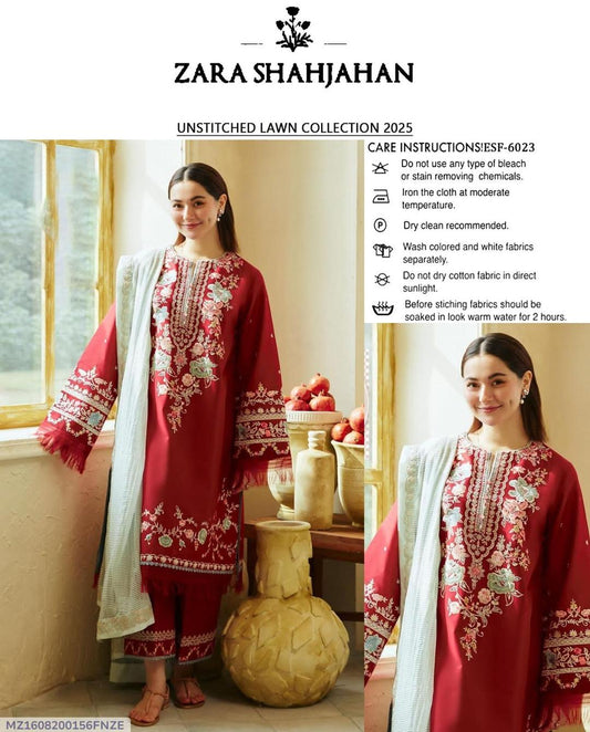 3 Pcs Women's Unstitched Embroidered Suit