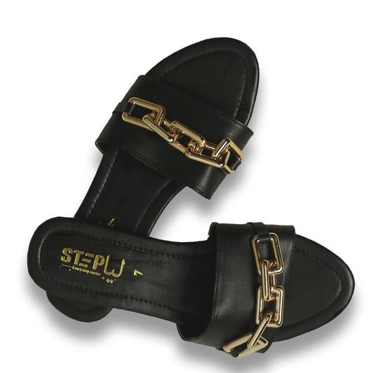 Women's Rexine Plain Flats, Black