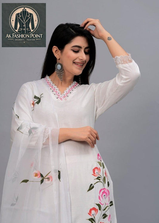 3 Pcs Women's Stitched Embroidered Suit