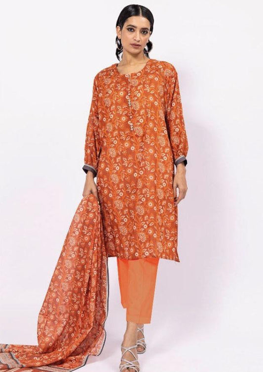 3 Pcs Women's Unstitched Khaddar Printed Suit