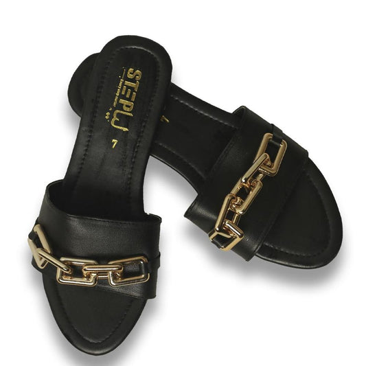 Women's Rexine Plain Flats, Black
