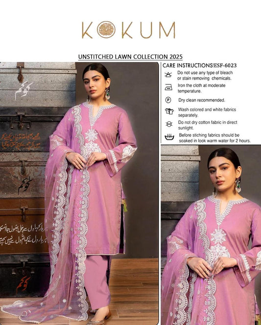 3 Pcs Women's Unstitched Embroidered Suit