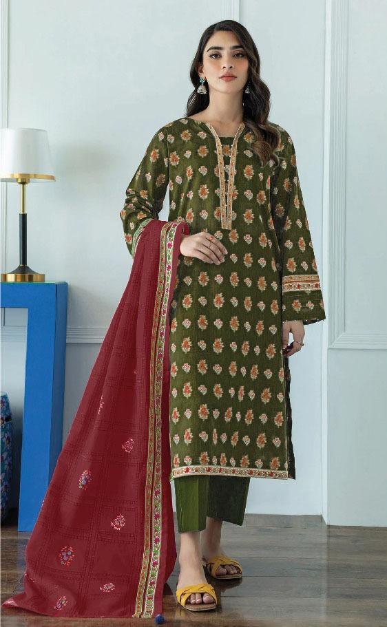 3 Pcs Women's Unstitched Khaddar Printed Suit