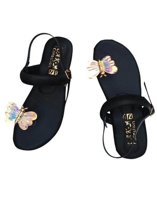 Stylish Women's Fancy Fabric Kolhapuri Chappal in Black