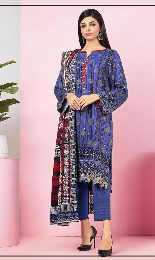 3 Pcs Women's Unstitched Viscose Printed Suit