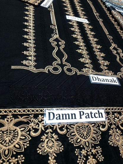 3 Pcs Women's Unstitched Dhanak Embroidered Suit