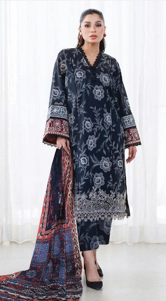 3 Pcs Women's Unstitched Printed Suit
