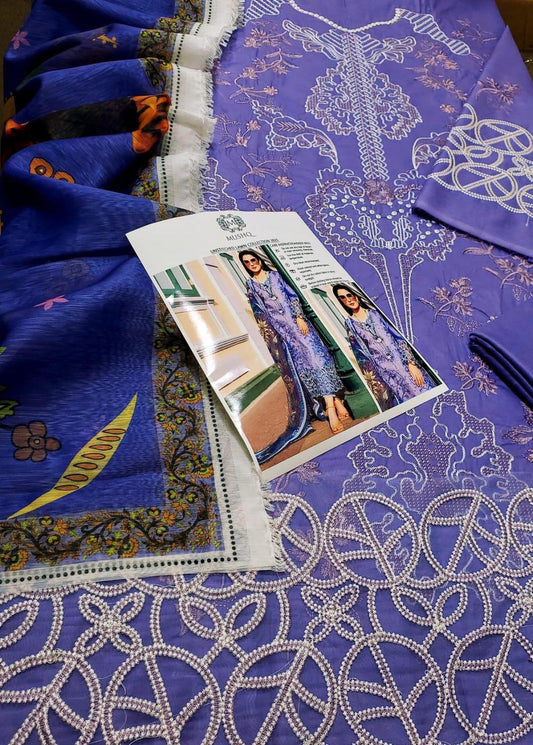 3 Pcs Women's Unstitched Embroidered Suit