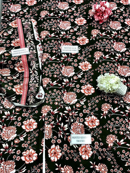 3 Pcs Women's Unstitched Khaddar Printed Suit
