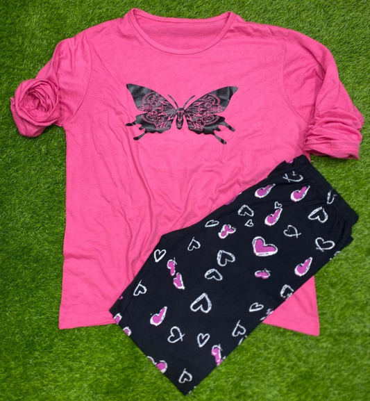 2 Pcs Women's Stitched Printed Night Suit