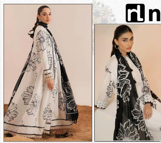 3 Pcs Women's Unstitched Khaddar Embroidered Suit
