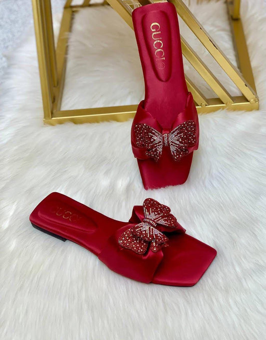 Chic Women's Semi-Formal Red Synthetic Leather Flats