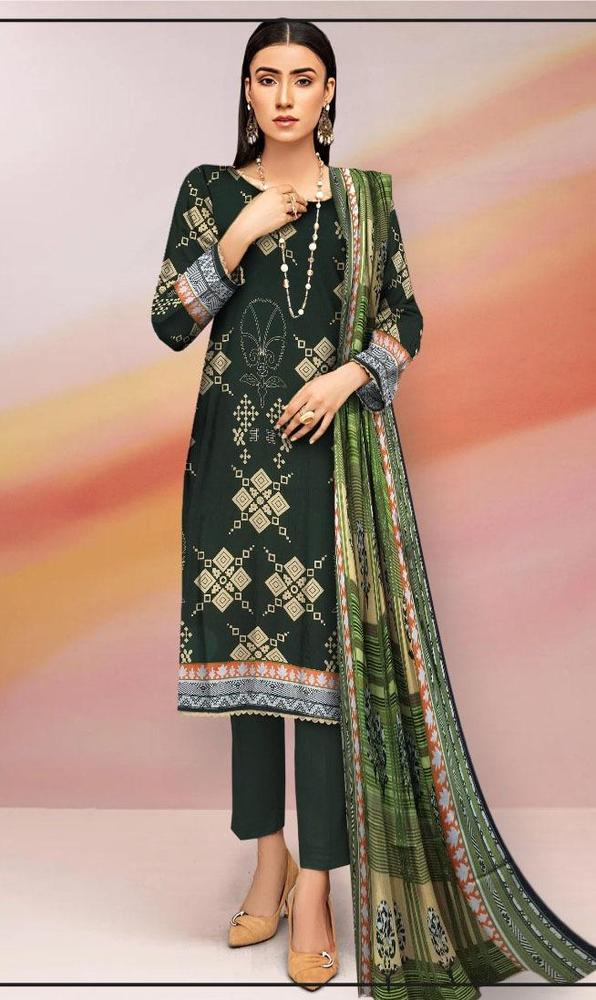 3 Pcs Women's Unstitched Viscose Printed Suit