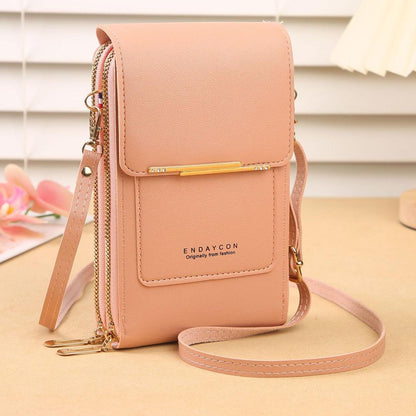 Korean Style Crossbody Bag Multi-function Key Zipper Vertical Wallet For Women
