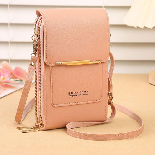 Korean Style Crossbody Bag Multi-function Key Zipper Vertical Wallet For Women