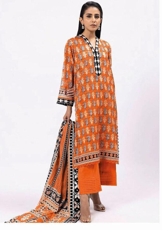 3 Pcs Women's Unstitched Khaddar Printed Suit