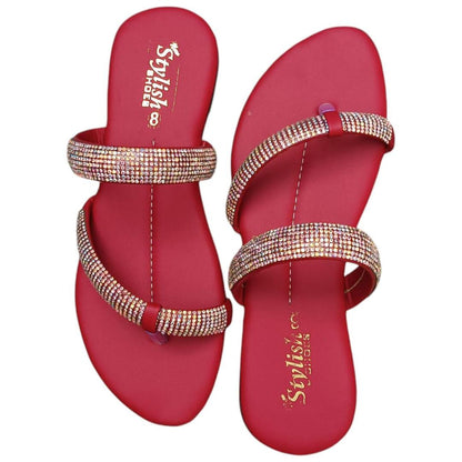 Trendy Women's Maroon PU Leather Flats  Fancy Footwear