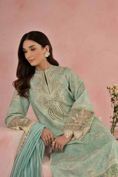 AFROZEH chikankari lawn embroidered patch work unstitced 3pc✓